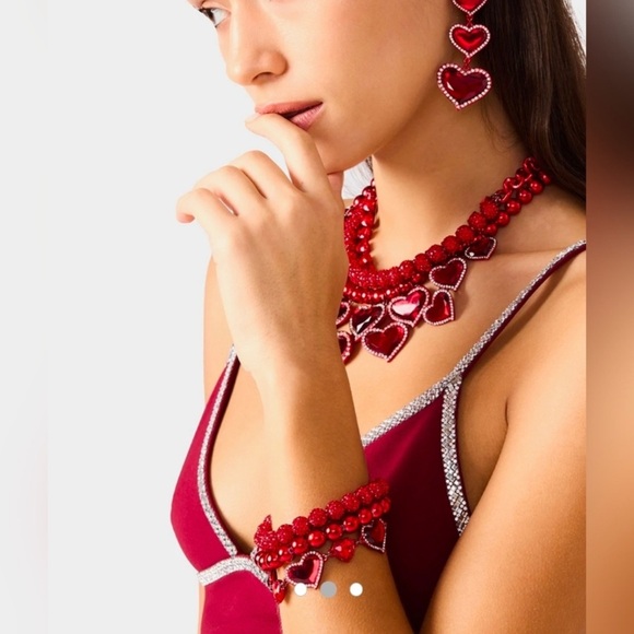 Pave Heart Flex Multi Link Bracelet - Betsey Johnson - Picture 2 of 5